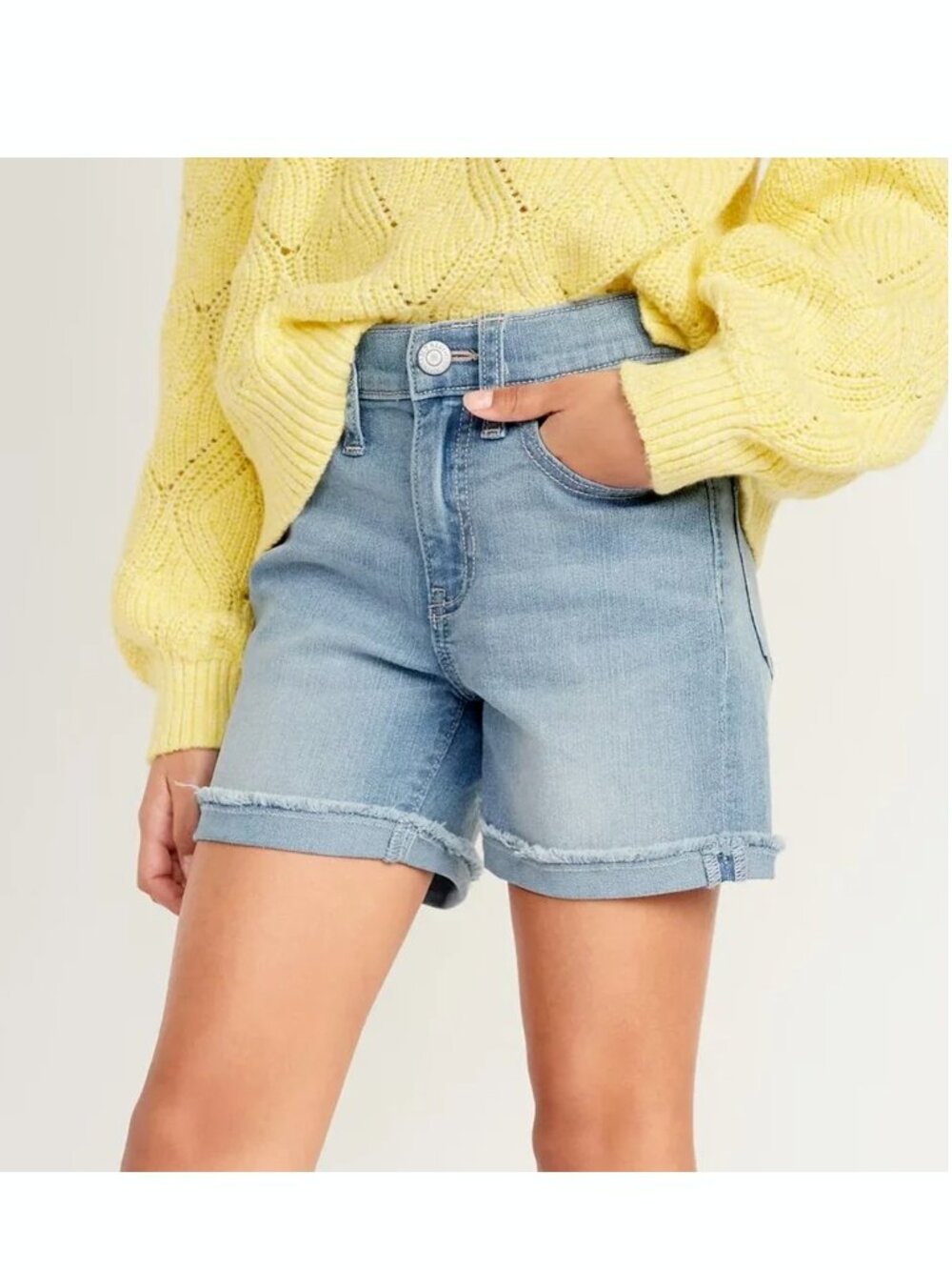 High-Waisted Frayed-Hem Jean Denim Midi Shorts for Girls Old Navy 5T NWT